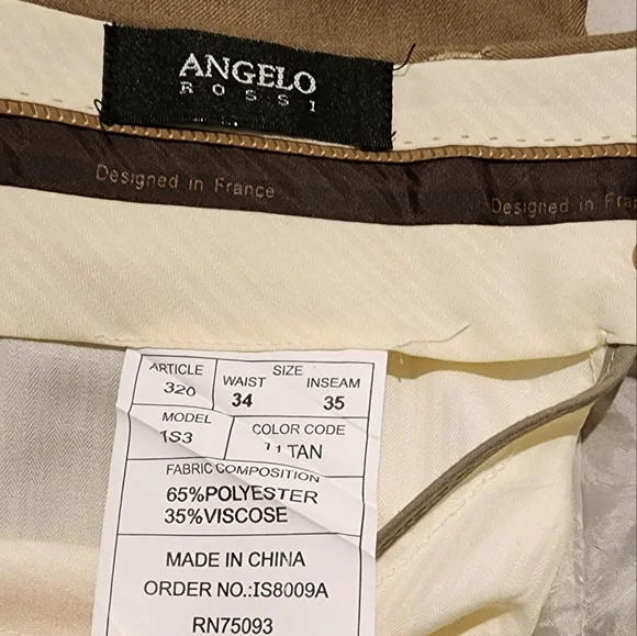 Angelo Rossi Tan Sport Coat Blazer Jacket 40S w/ matching dress pants 34 × 35